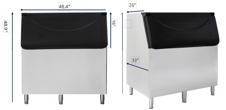Icetro, IB-085-48, Ice Bin, 816 Lbs Storage Capacity, 48″, 33