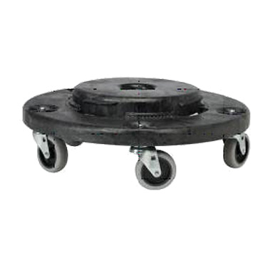 Rubbermaid, FG264000BLA, Trash Receptacle, Dolly, 250 Lbs, Made In USA, Black