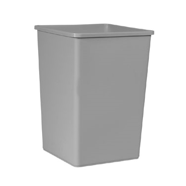 Rubbermaid, FG395800GRAY, Trash Receptacle, Indoor, 35 Gallon, Plastic, Square