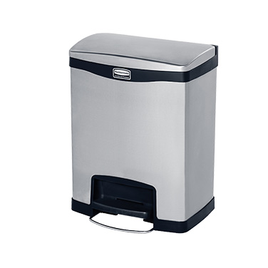 Rubbermaid, 1901985, Trash Receptacle, Indoor, 8 Gallon, Stainless Steel, Black